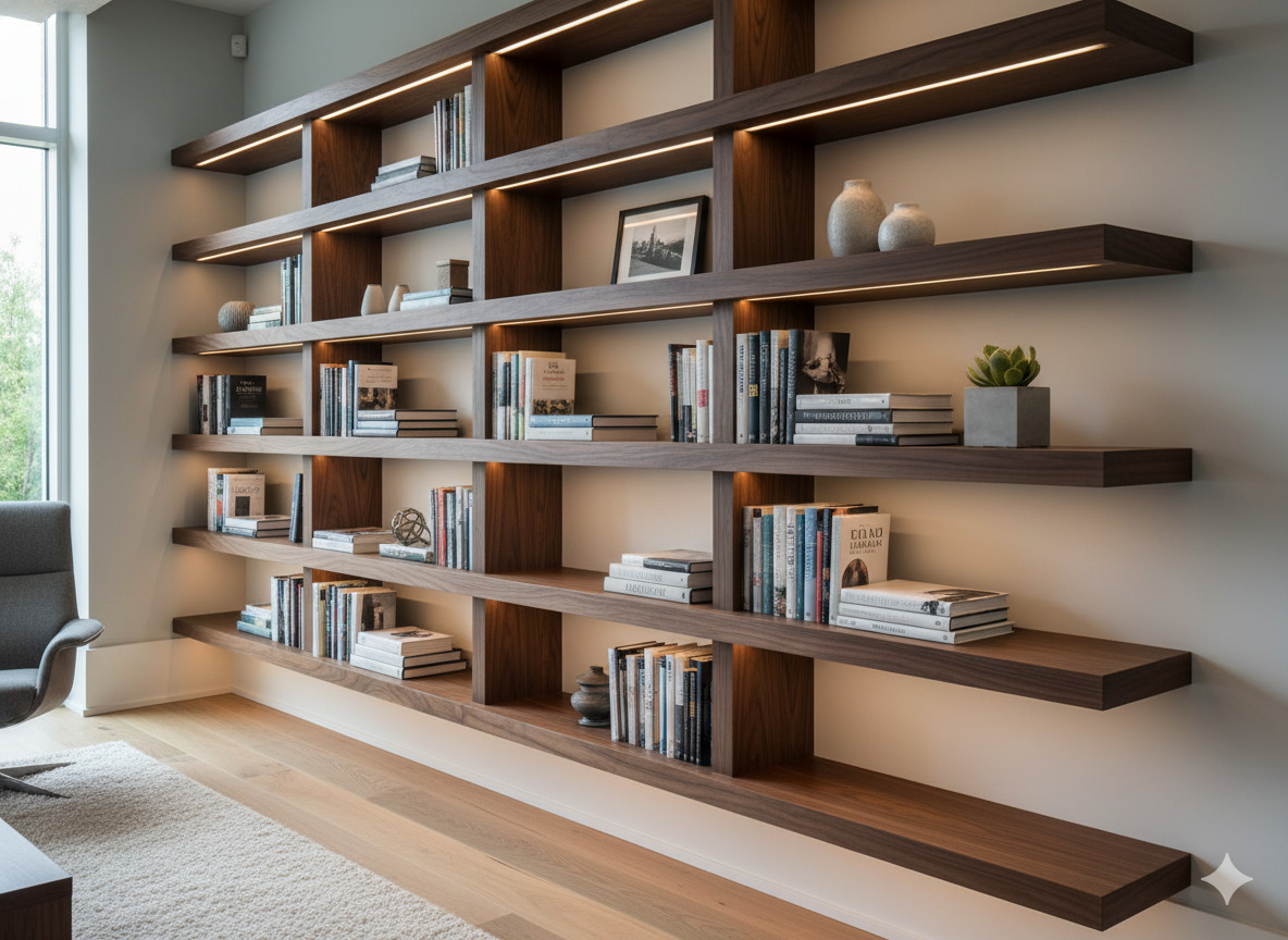 Modern bookshelf in walnut
