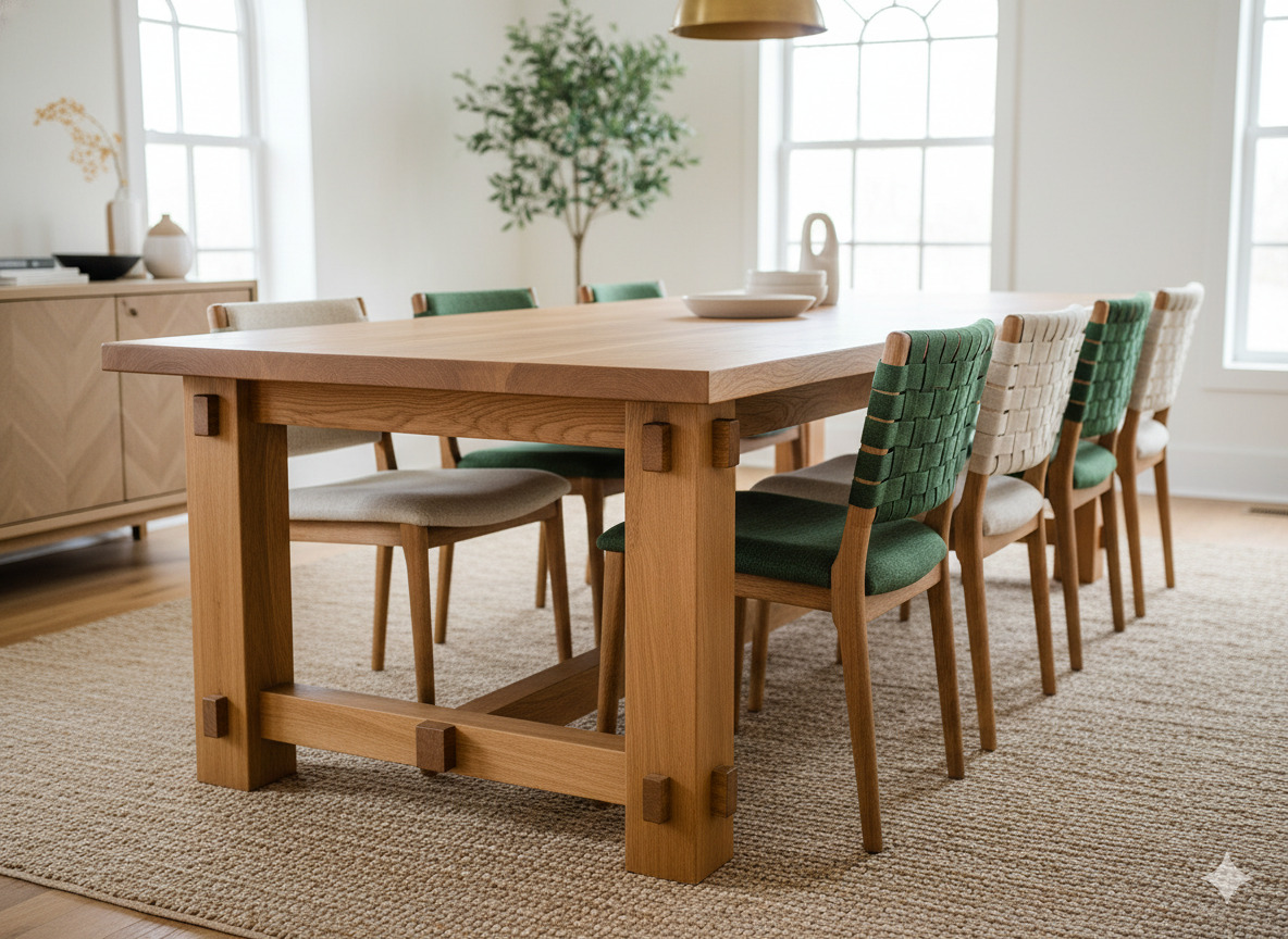 Custom dining table in oak